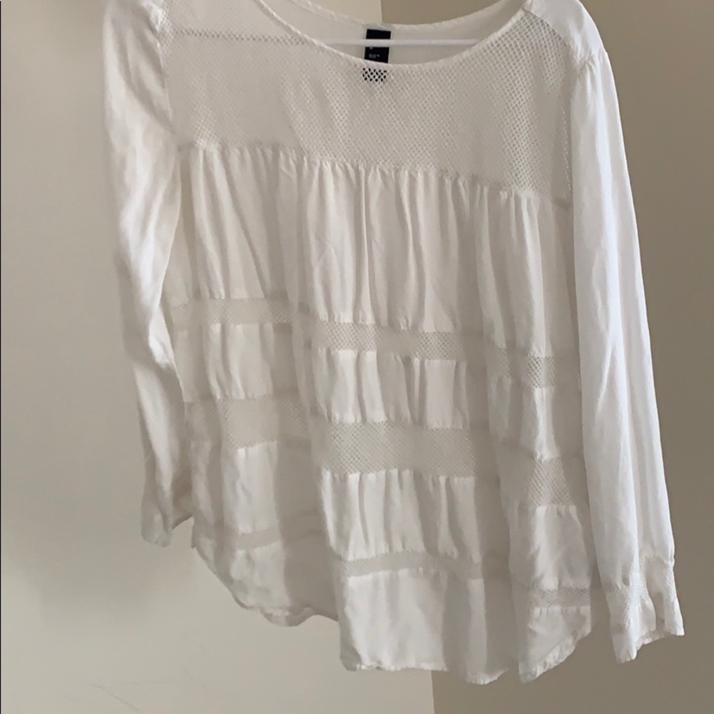 Gap White Long-sleeved Shirt with Mesh Detailing